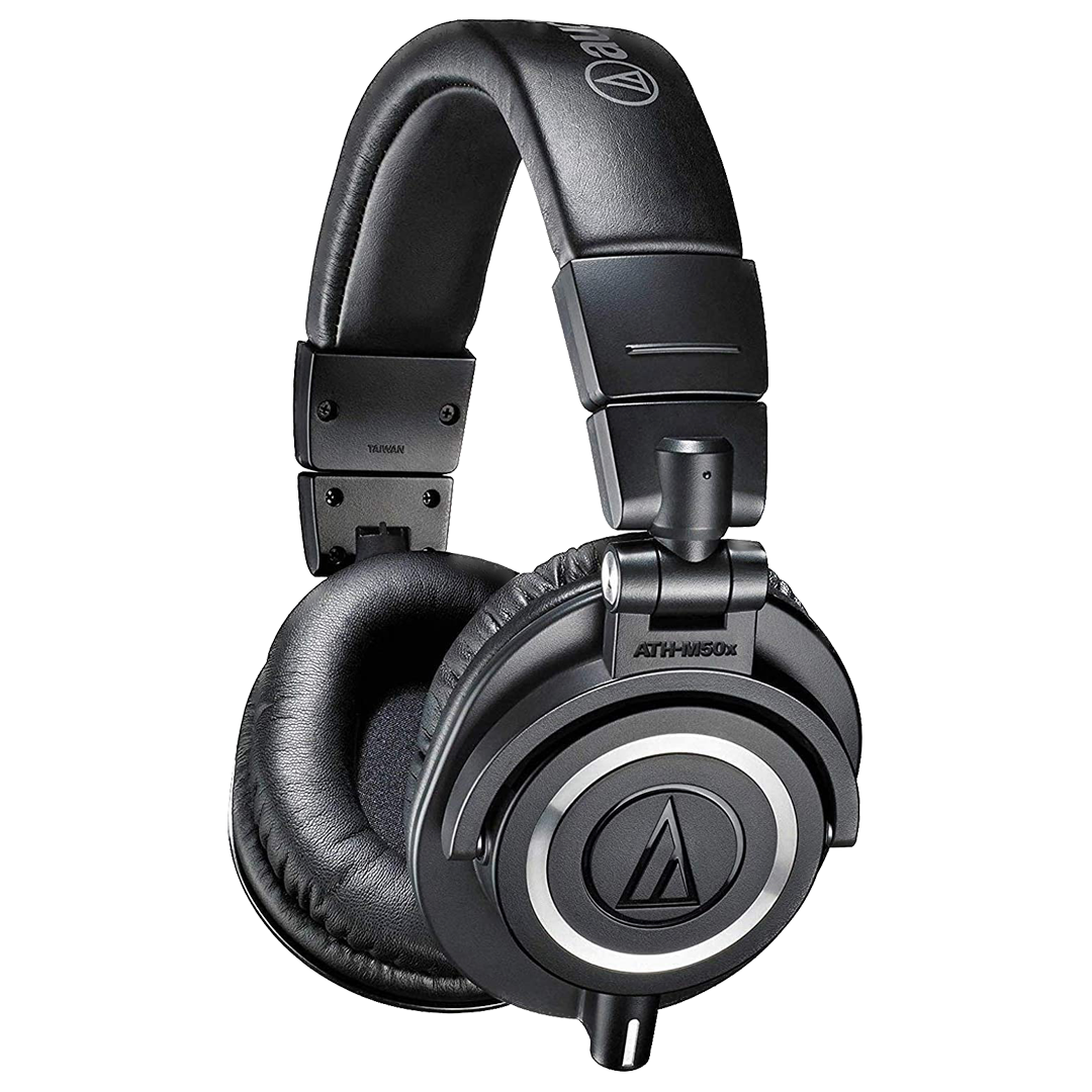 Audio-Technica ATH-M50X Streamset wired gaming headset angled to the left