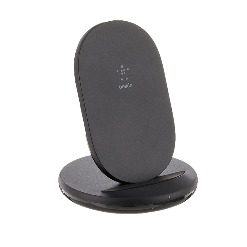 Belkin Quick Wireless Charging Stand on transparent background.