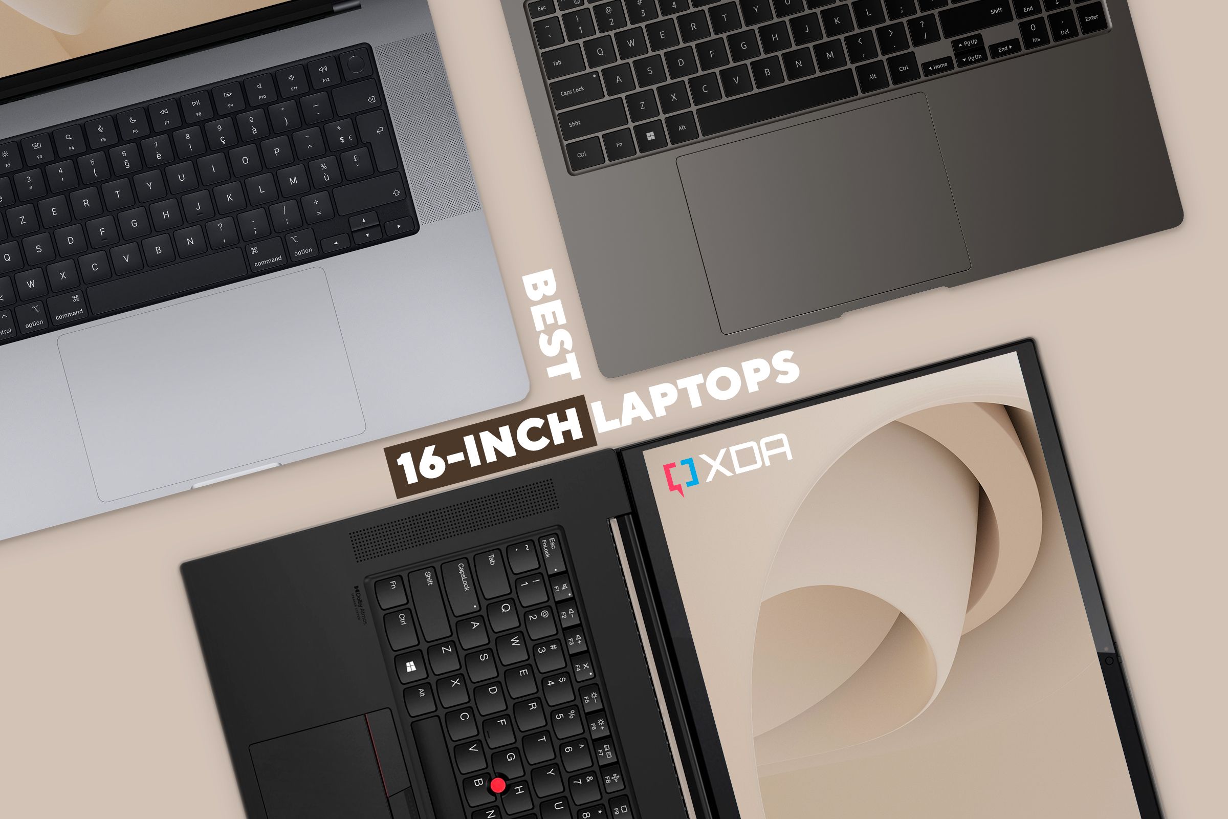Images of various laptops with text saying 