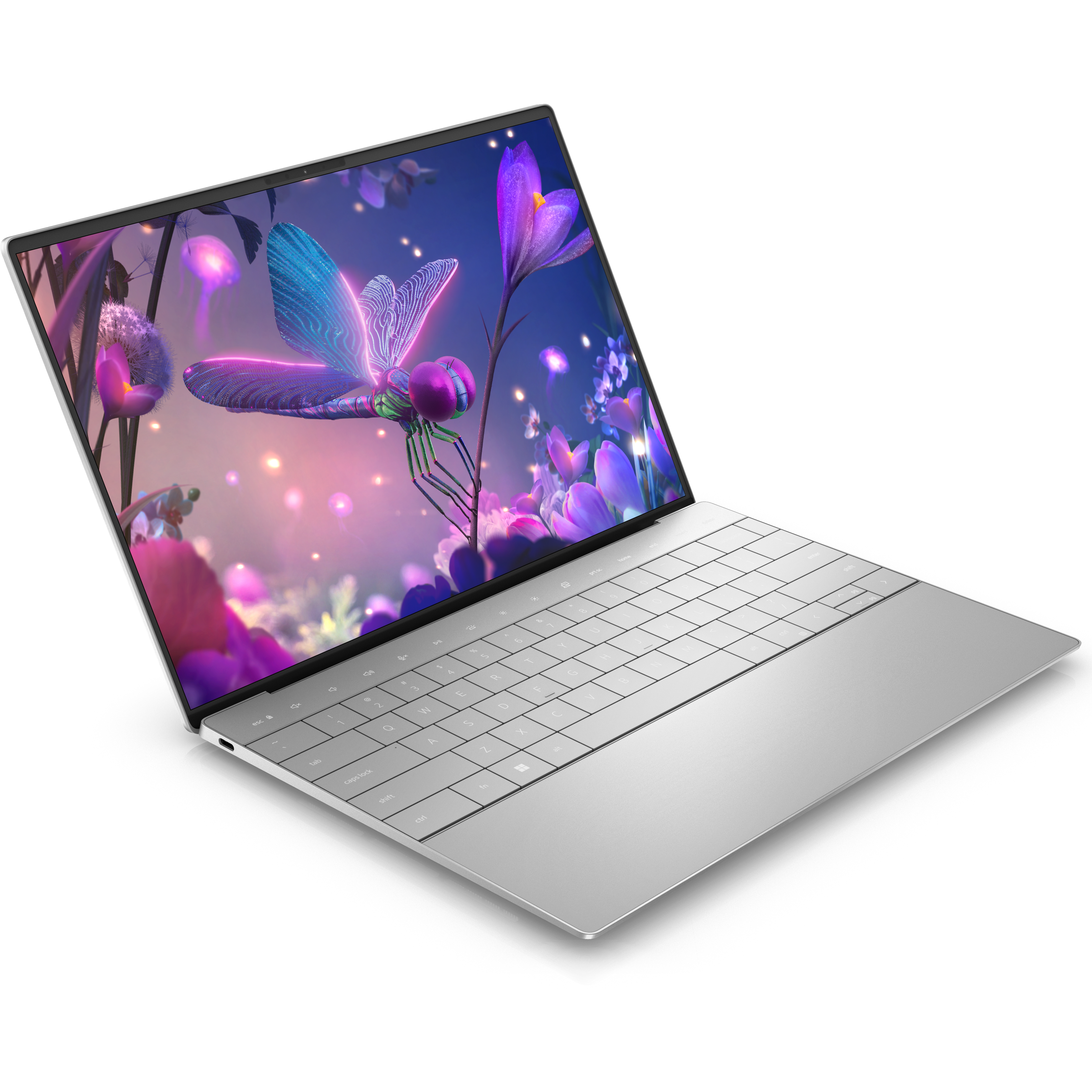 Angled front view of the Dell XPS 13 Plus laptop facing right