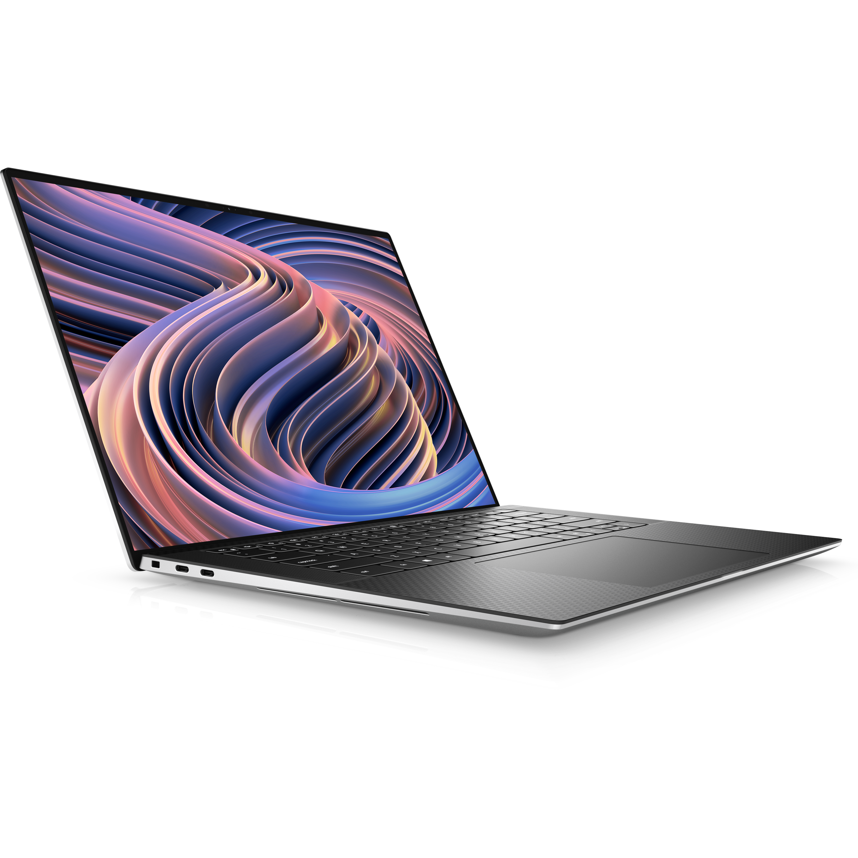 Angled front view of the Dell XPS 15 2022 facing right