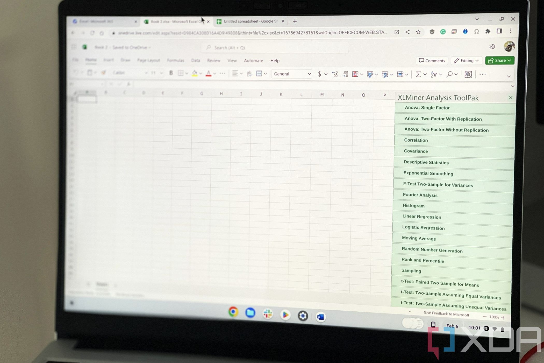 Comment utiliser le Data Analysis Toolpak d'Excel sur un Chromebook