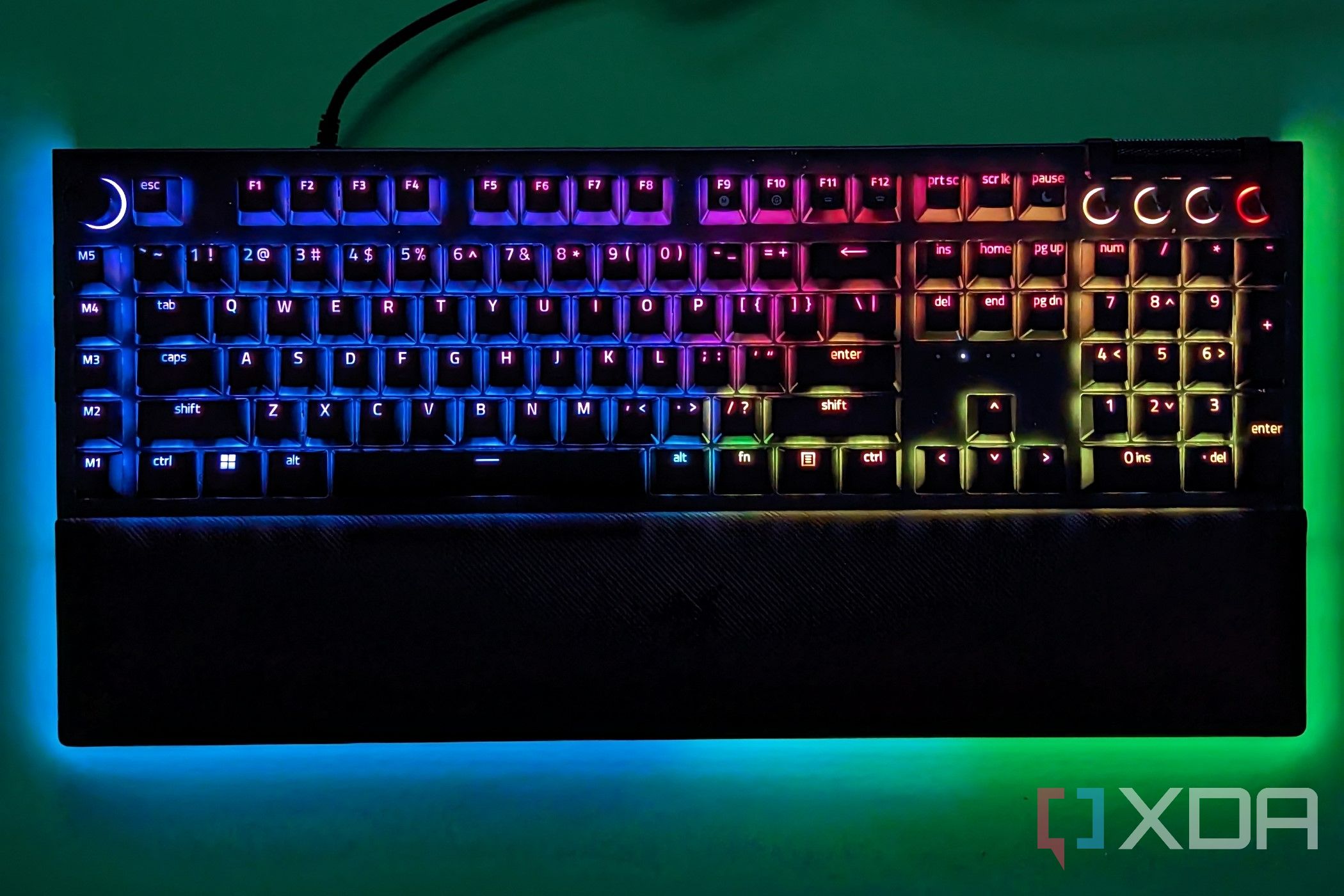 Razer Blackwidow V4 Pro Keyboard in the dark