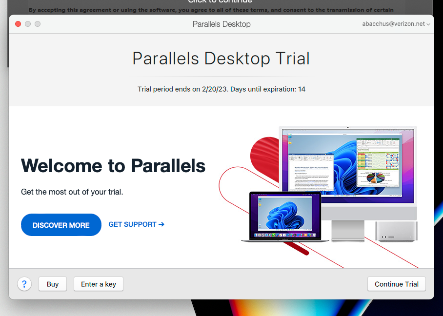 The Parallels Desktop Trial page