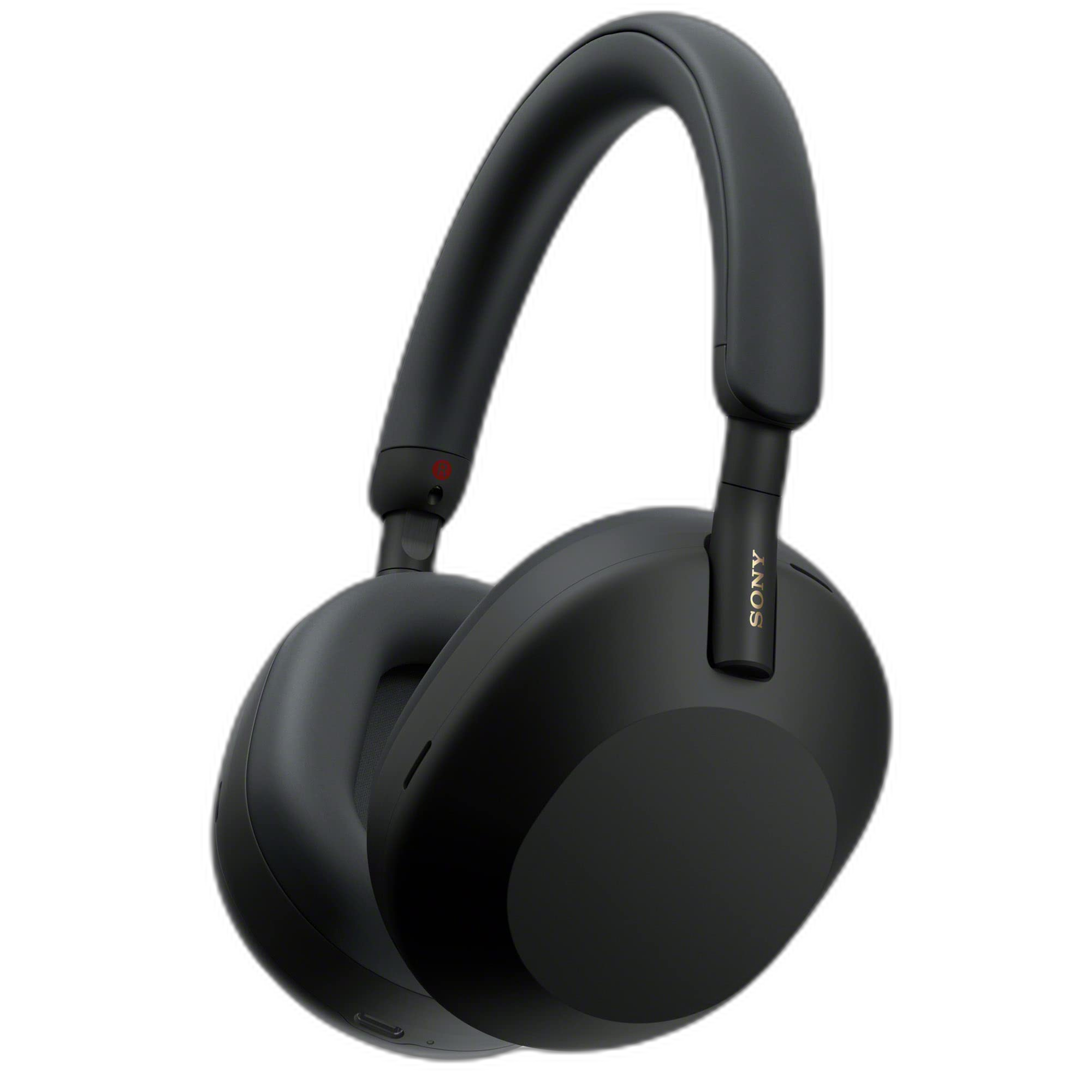 A pair of black Sony WH-1000XM5 headphones