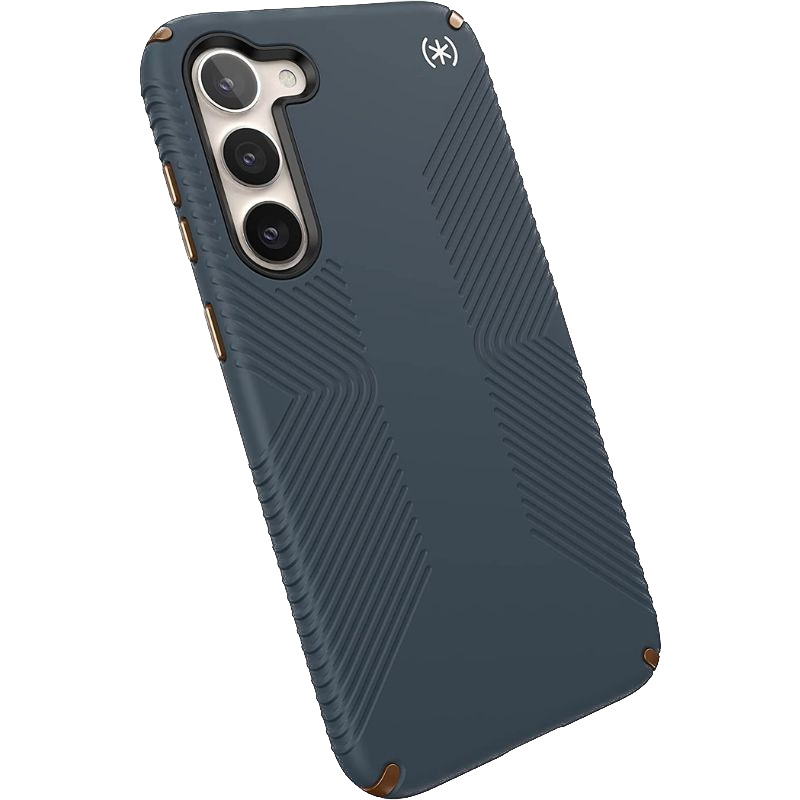 A render of the Speck Presideio 2 grip case in blue color.