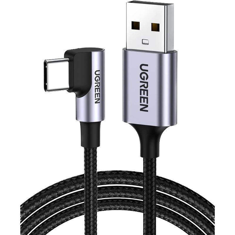 A render of the UGREEN USB-C cable with a 90-degree angled connector.