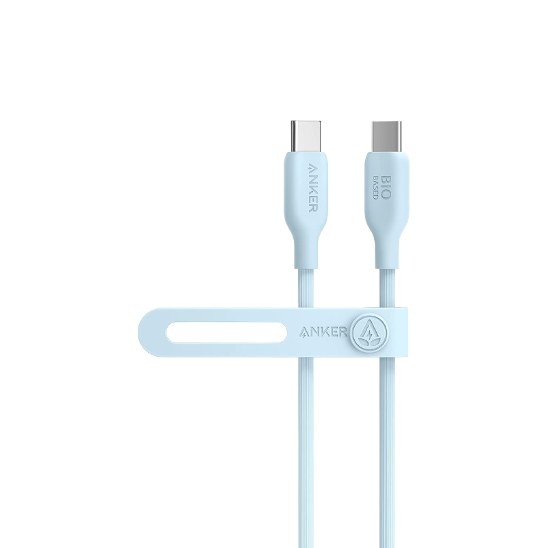 Anker 543 USB C to USB C Cable on transparent background.