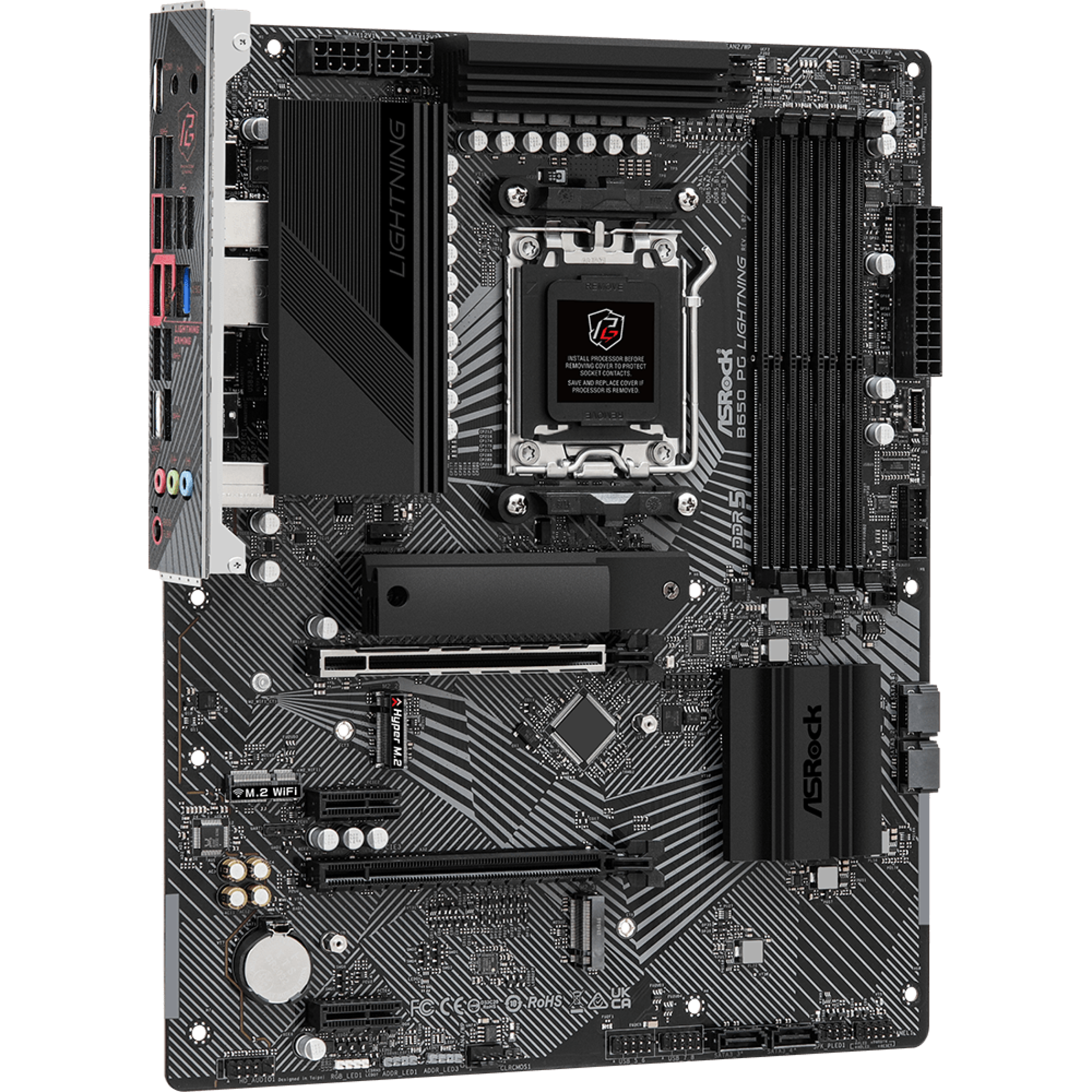 The ASRock B650 PG Lightning motherboard.