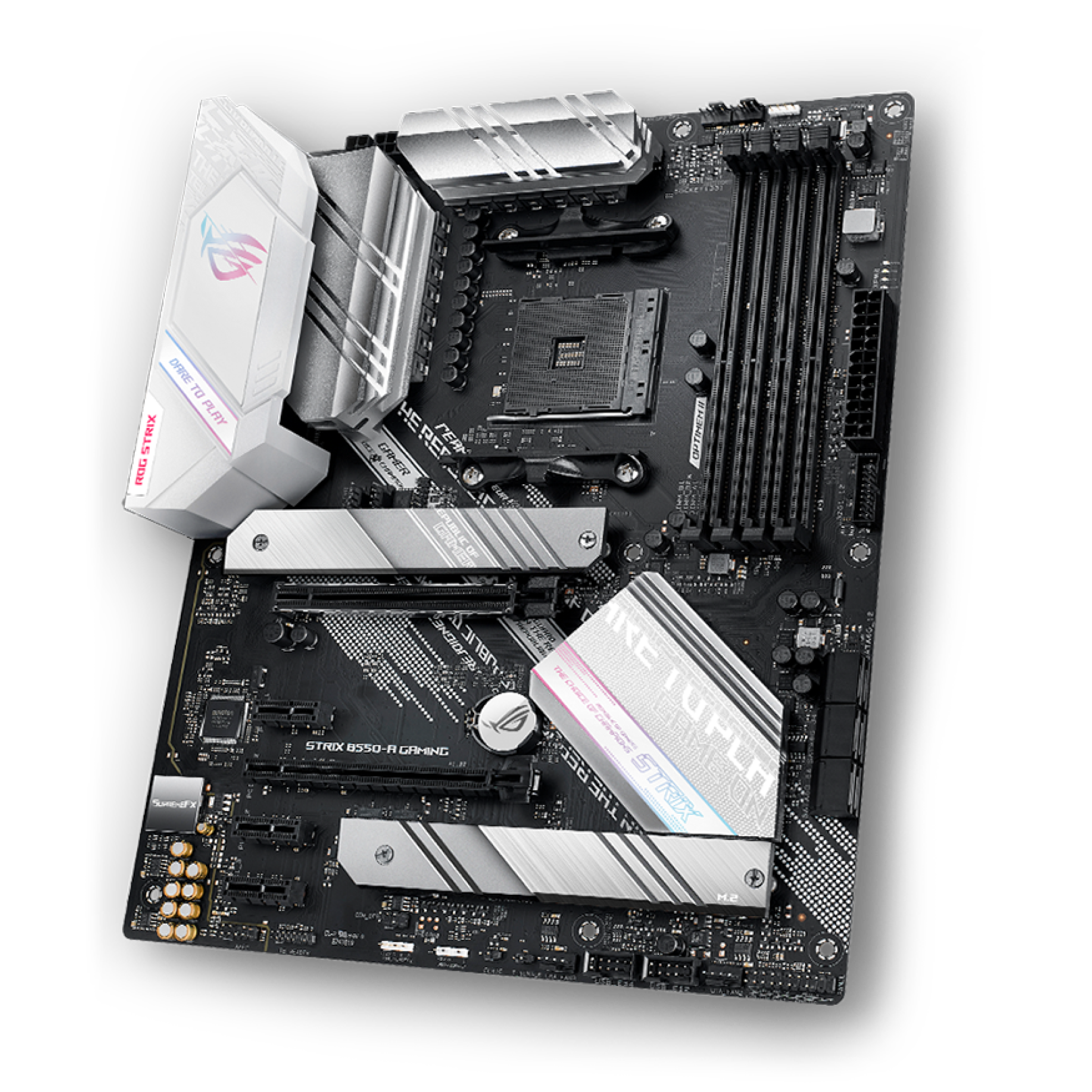 The Asus ROG Strix B550-A Gaming motherboard.