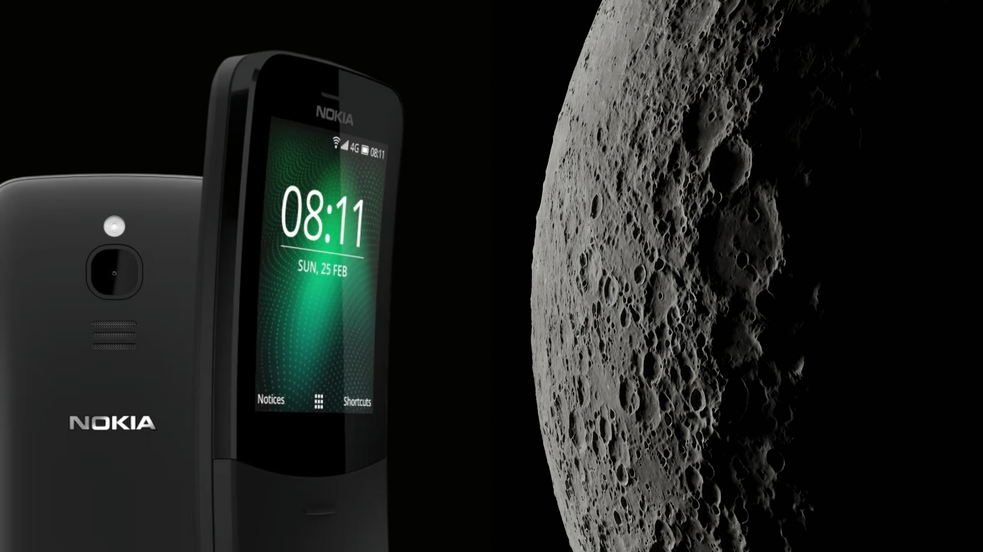 Nokia 8810 4G with Moon in background