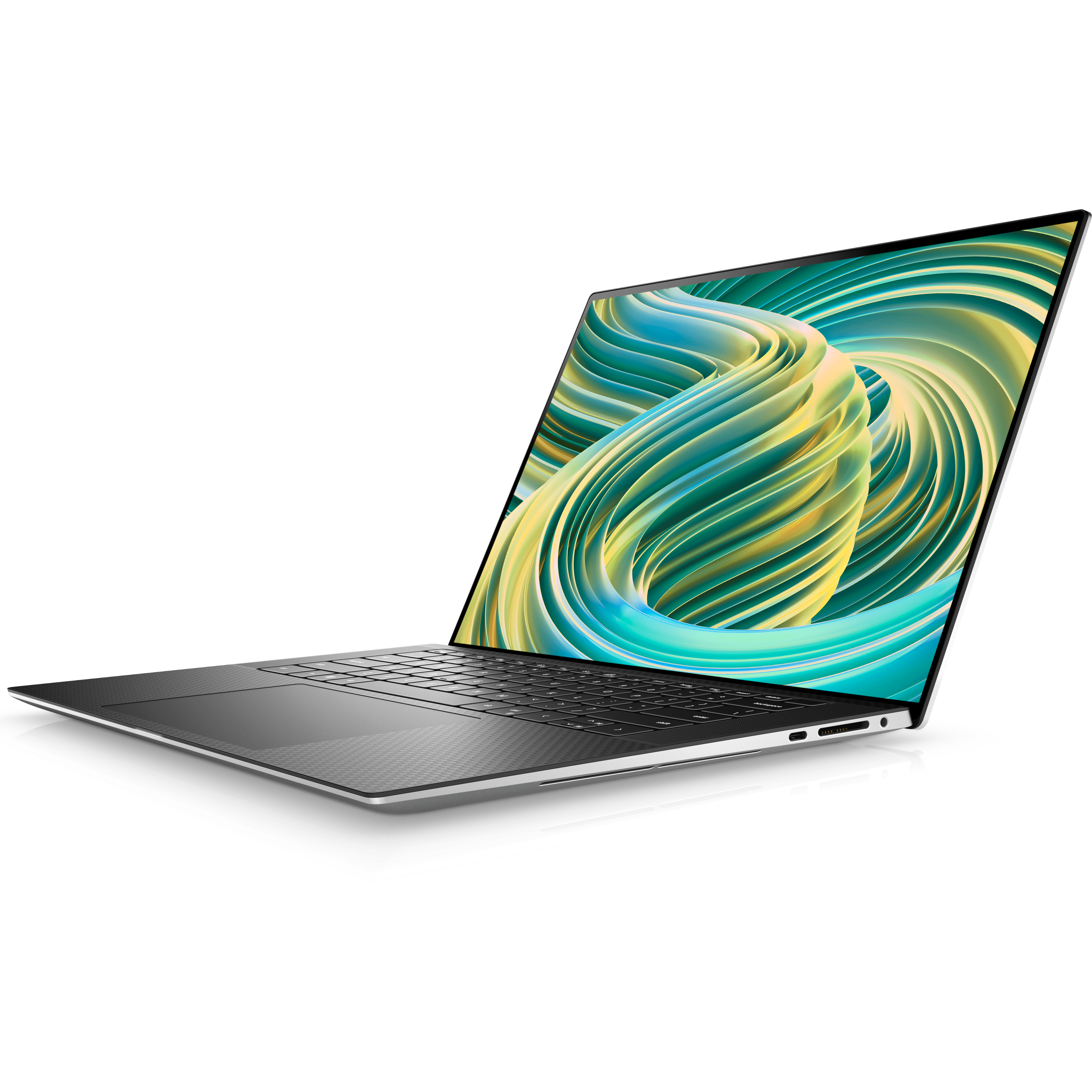 Angled front view of the Dell XPS 15 facing left