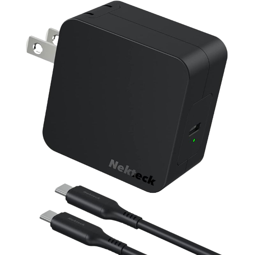 A render of the Nektek 60W charger in black color.