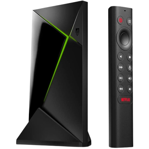 A render of the Nvidia Shield Pro TV in black color.