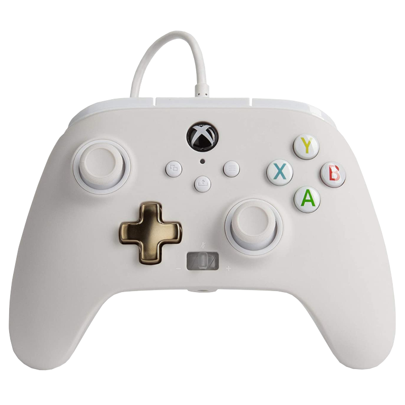 White PowerA Enhanced Wired Controller, front view