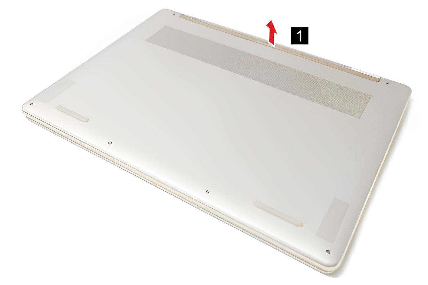 Illustration showing how to remove the rubber feet on Lenovo Yoga 9i