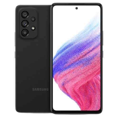 Un render del Samsung Galaxy A53 5G en color negro.