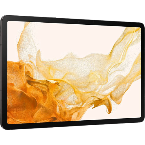 A render of the Samsung Galaxy Tab S8 Plus with an abstract wallpaper on the display.
