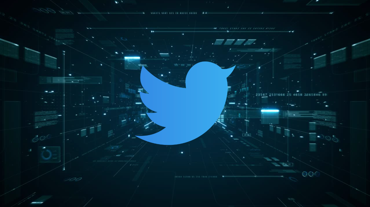 Twitter logo on cyber background