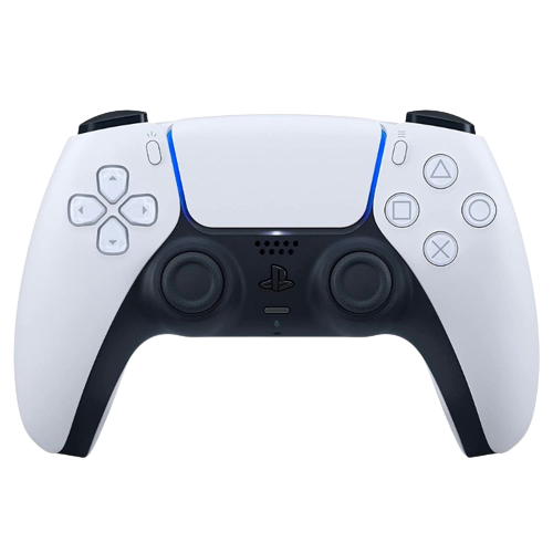 A render of the Sony DualSense controller in white color.