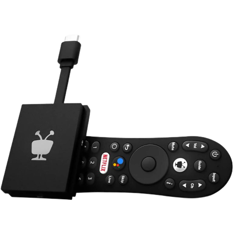 A render of the TiVo Stream 4K in black color.