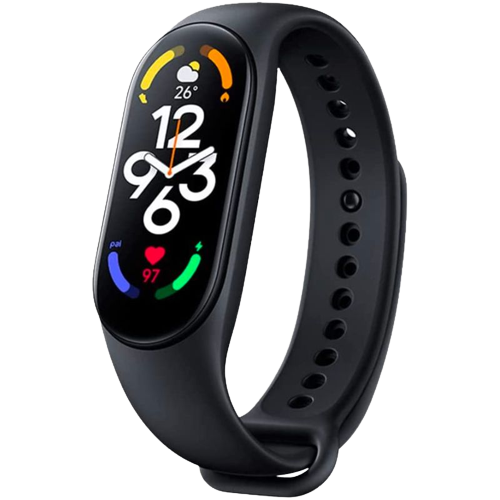 A render of the Xiaomi Smart Band 7 in black color.