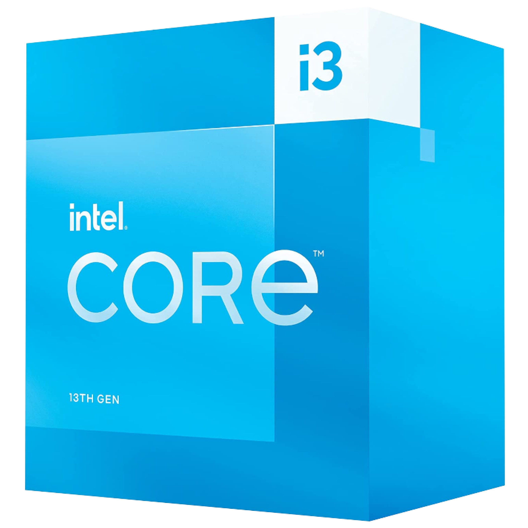 The box for a 13th-Gen Intel Core i3 CPU.
