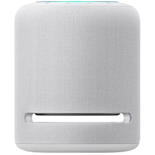 A render showing the Echo Studio speaker in white color.