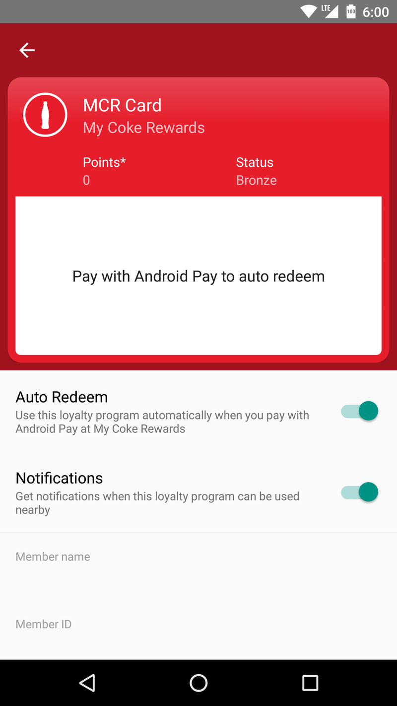 Notificaciones de fidelidad de Android Pay