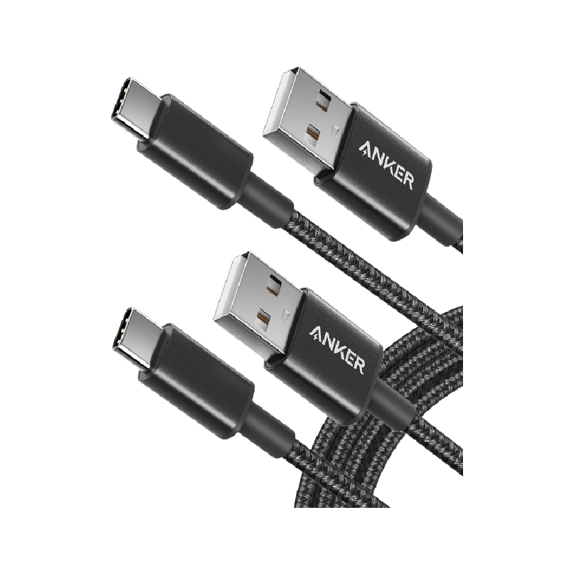 Anker USB-C to USB-A Cable on transparent background.