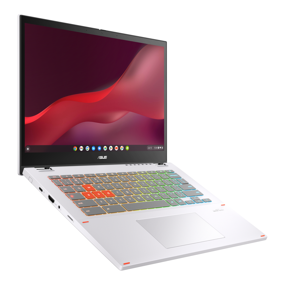 Angled front view of the Asus Chromebook Vibe CX34 Flip facing right
