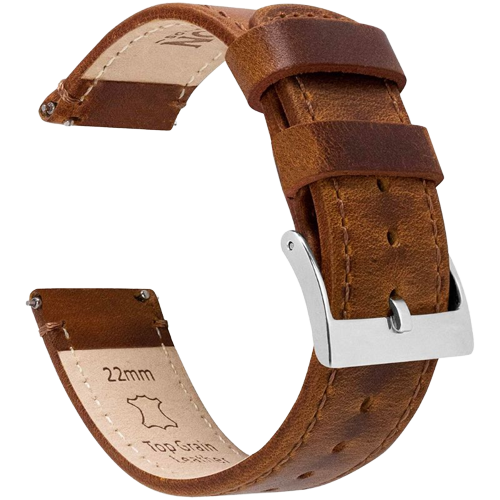 A render showing the Barton leather watch band for Galaxy Watch 5 in tan color.