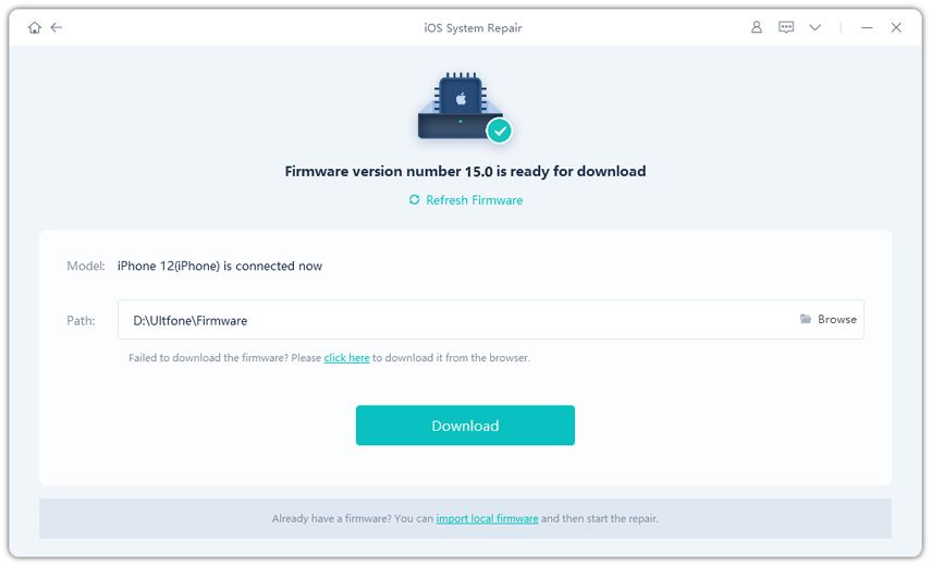Online-Screenshot des Ultfone-Download-Firmwarepakets