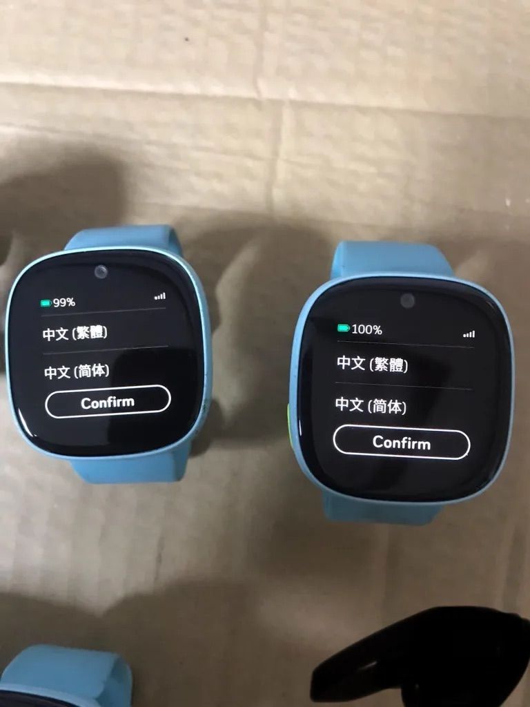 Fitbit Smartwatch for kids showing setup up screen with cellular reception bands and battery percentage