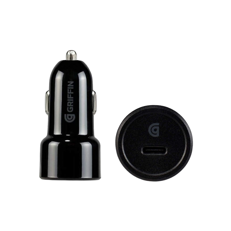 Griffing 15W USB-C Car Charger on transparent background.