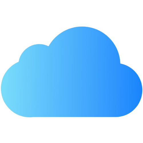 Рендеринг логотипа Apple iCloud, представляющего собой синее облако.