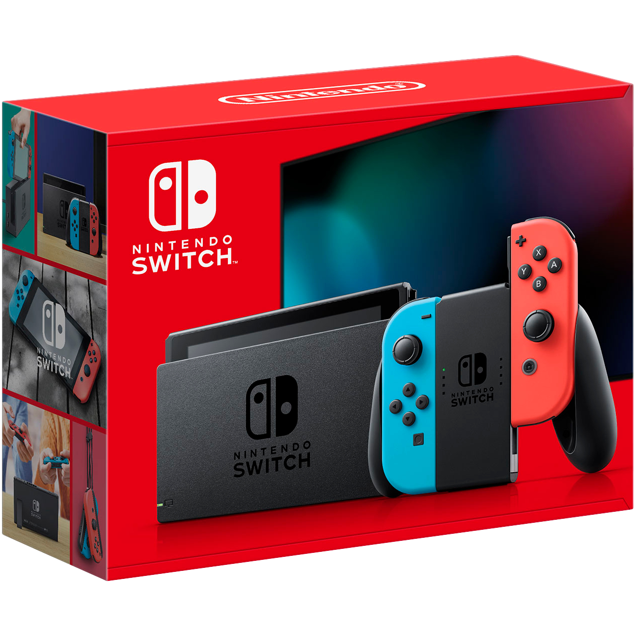 Retail box for the standard Nintendo Switch model with Red and Blue Joy-Con