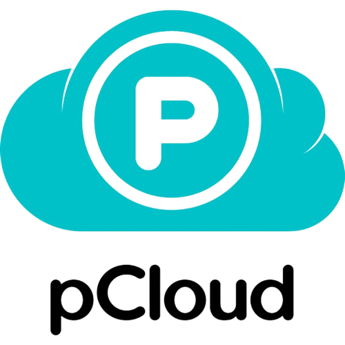 A render showing the pCloud logo in blue color with the 'pCloud' text at the bottom.