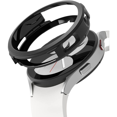 A render of the Ringke Air sports case for Galaxy Watch 4 in black color.