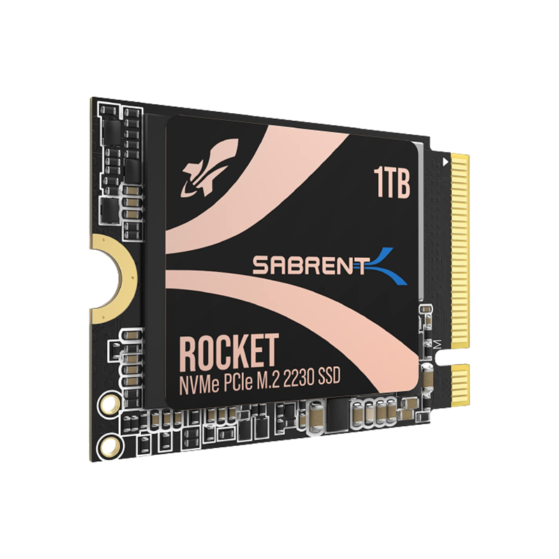 Sabrent Rocket 2230 NVMe 1TB SSD on transparent background.