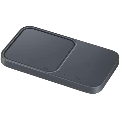 A render showing Samsung's 15W Wireless charger Duo in gray color.