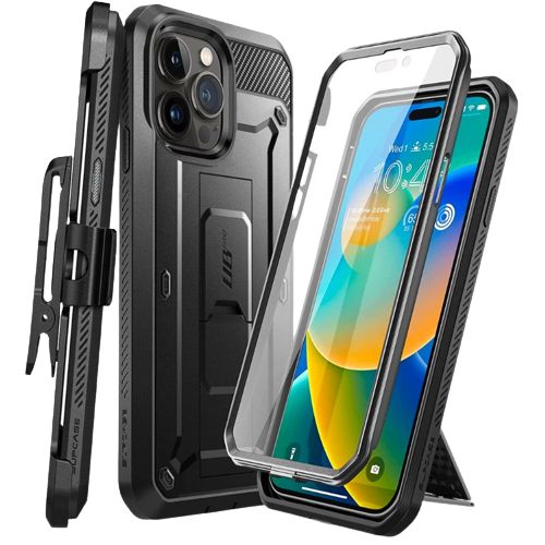 Una representación que muestra el SUPCASE UB Pro para iPhone 14 Pro en color negro.