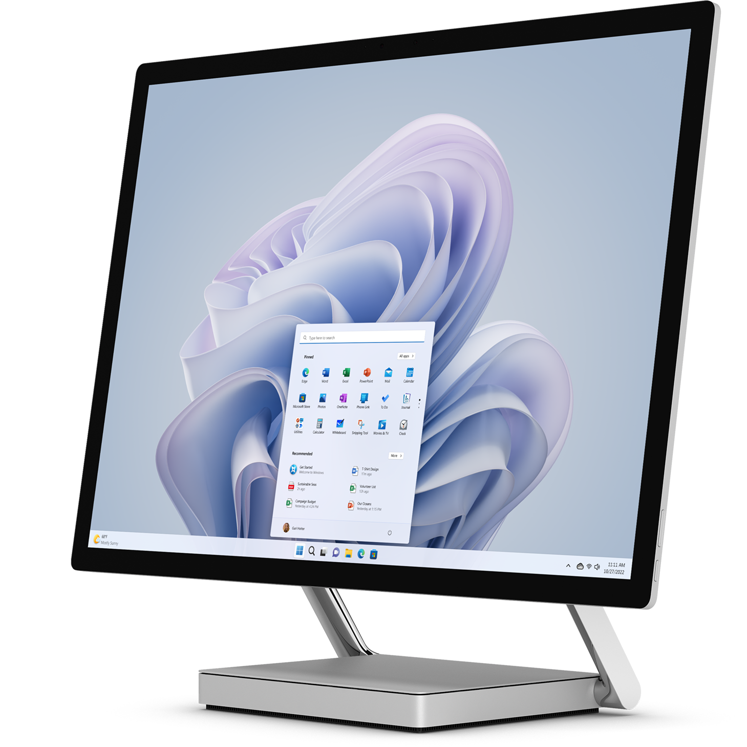 Angled front view of the Surface Studio 2 Plus facing left