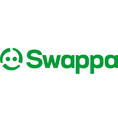 A render showing the logo of Swappa in green color.