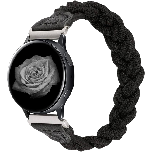 A render of the Wearlizer Braided Elastic Watch Band in black color.
