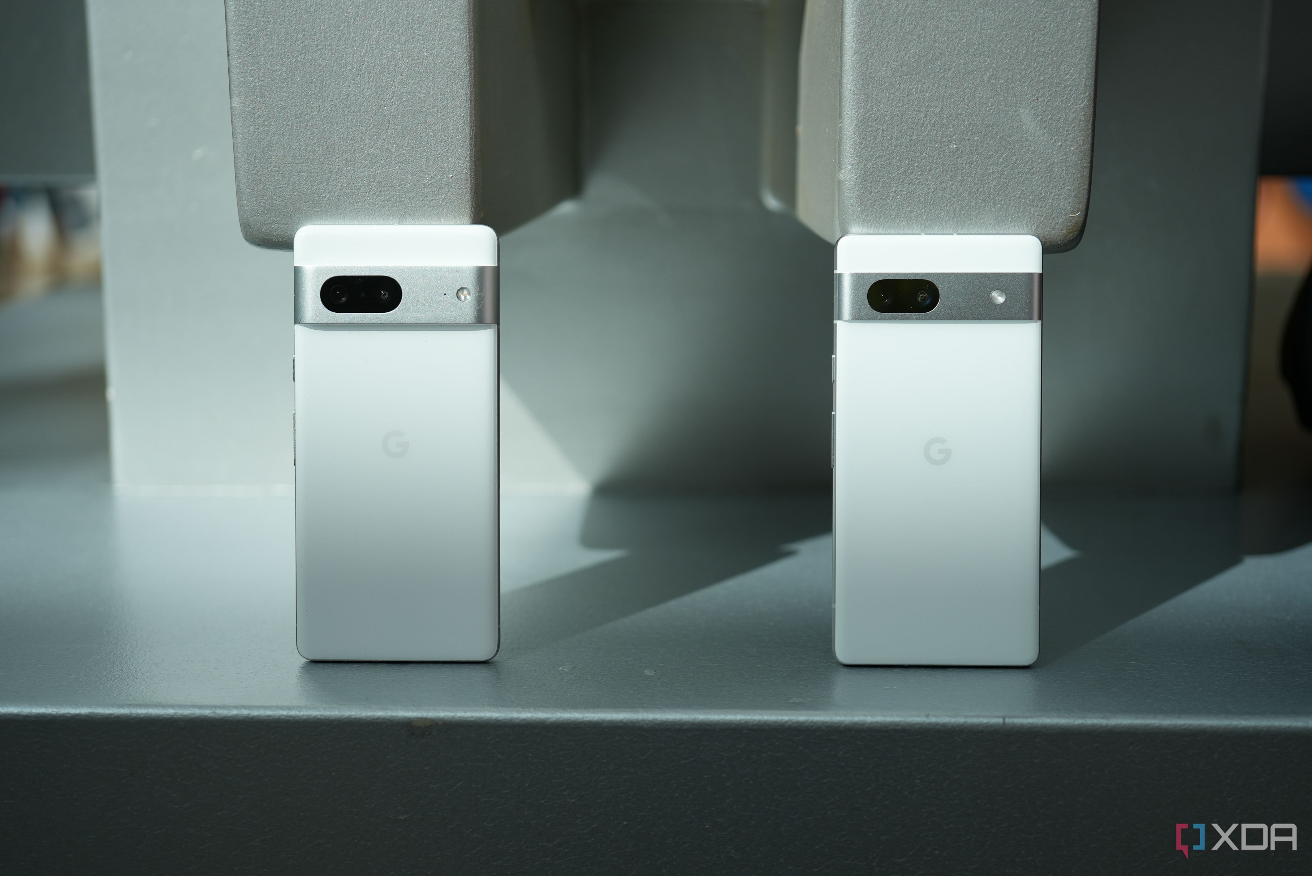 Pixel 7 (left) and Pixel 7a (right) side by side