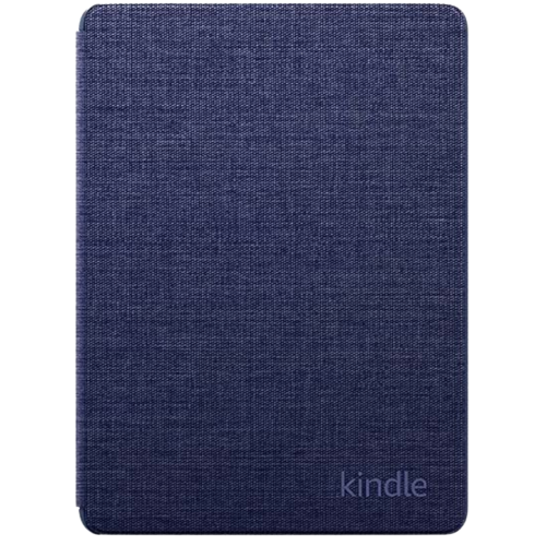 A render of a fabric case for the Amazon Kindle Paperwhite in navy color.