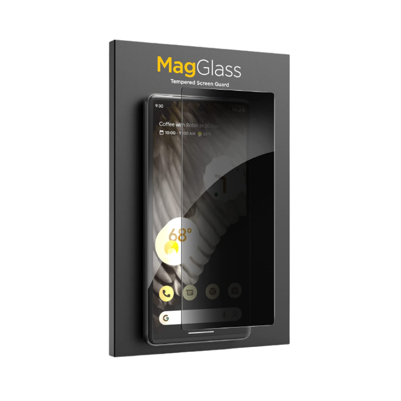 Magglass Privacy Glass for Pixel 7a on transparent background.