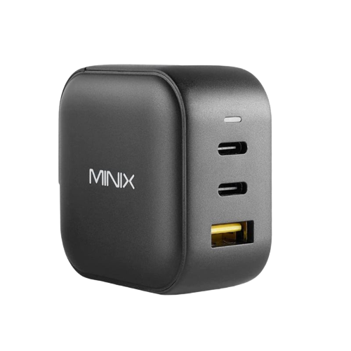 A render showing the MINIX 66W fast charger for Galaxy Tab S8.