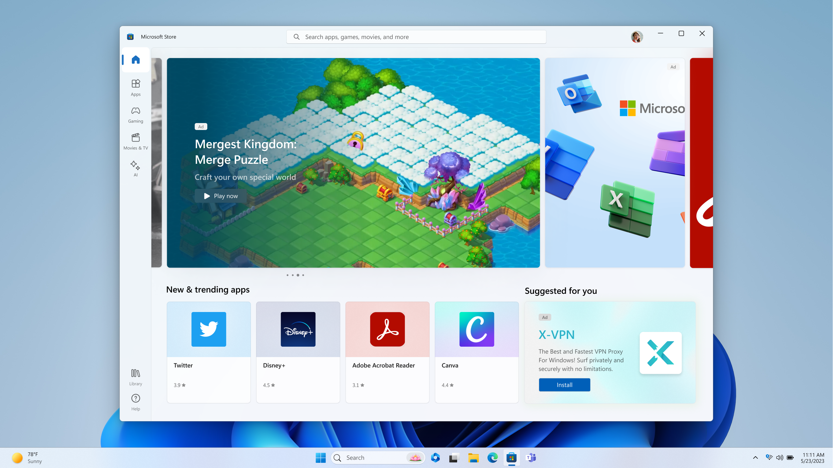 Screenshot of a Microsoft Store ad shown in the Spotlight section